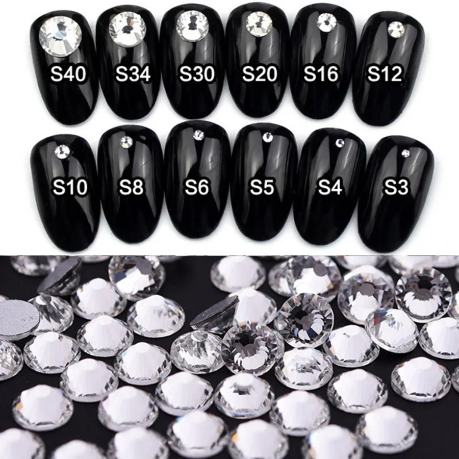 

1440Pcs Shiny Crystal Nail Rhinestone AB Silver Flat Back Stone 3D Glitter Jewelry Glass Charm Diamond Nail Art Decoration