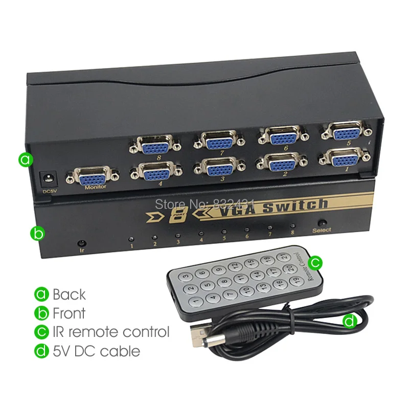 8 Port 8 Input 1 Output VGA Switch 9