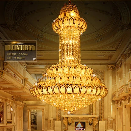 

Crystal Chandelier Lighting Fixture Modern Gold Lotus Flower Chandeliers LED Light Droplight Clubs Hotel Hall Lobby Hanging Lamp