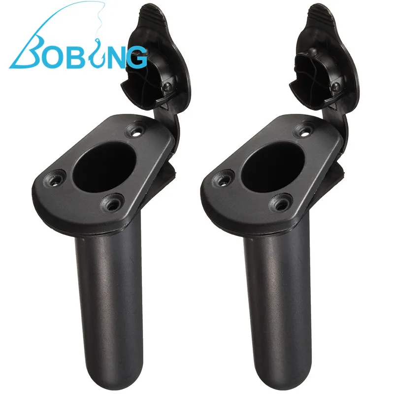 

Bobing 2Pcs Fishing Rod Pole Flush Mount Stand Bracket Holder Rest For Kayak Canoe Boat With Lid Cover Plastic Fishing Tackle