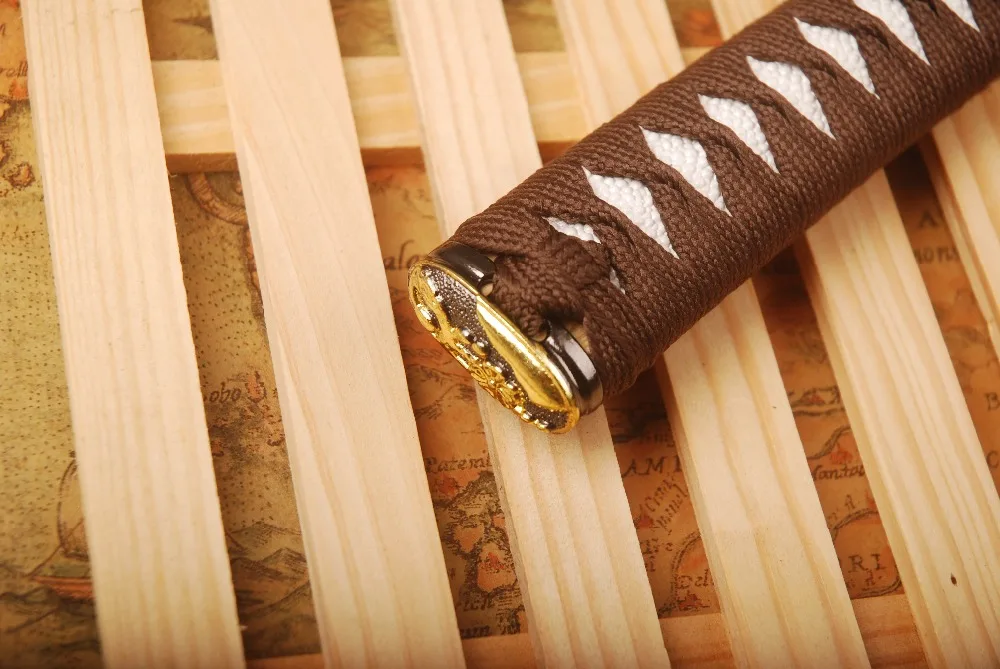 Новинка аксессуар для меча ручка Tsuka коричневый шелк Ito имитированный белый Rayskin и