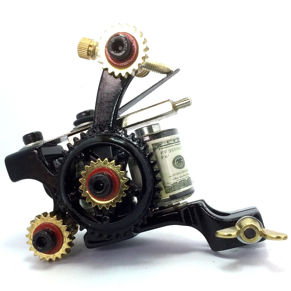 

Free Shipping Pro Tattoo Machine Gun Hand Assembled Shader liner Gun 10-Wrap Coils "Wheel of Pleasure"