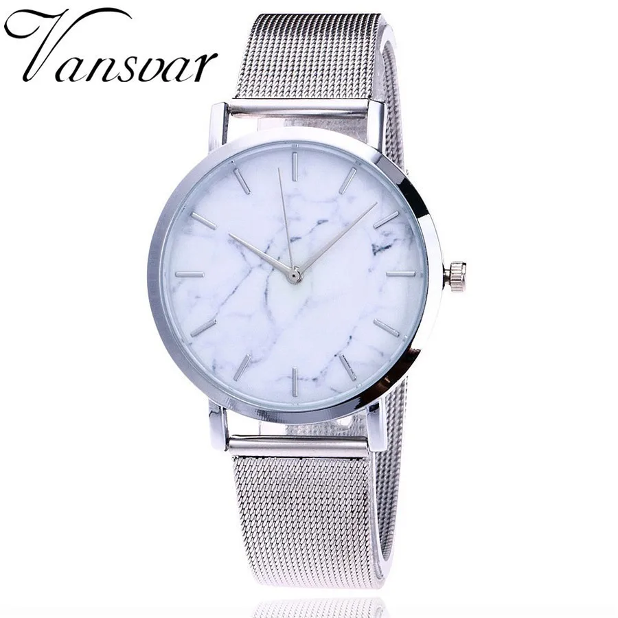 Vansvar брендовые модные классические сетчатые наручные часы с мраморным циферблатом повседневные кварцевые часы унисекс подарок Relogio Feminino