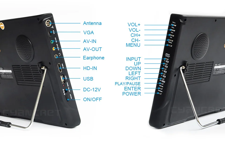 LEADSTAR D12 дюймов HD Портативный ТВ DVB-T2 ATSC ISDB-T tdt цифровой и аналоговый мини маленький автомобильный телевизор Поддержка USB SD карты MP4 AC3