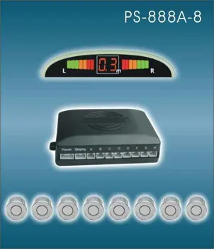 

12V ultrasonic waterproof reverse sensor front rear detection wired LED buzzer alart parking sensor PS-888-A(8 sensors)