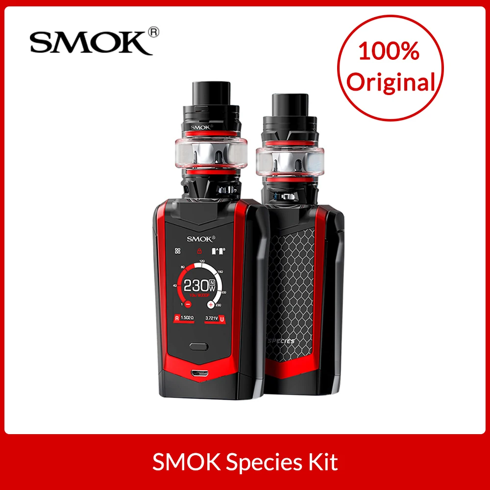 Original SMOK Species Kit 230W With TFV8 Baby V2 Tank +  V8 baby V2 Coils +18650 Cells (Optional) For Electronic Cigarette Vape