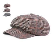 Восьмиугольные шапочки для мужчин и женщин, хлопковые козырьки, зимняя шапка для улицы, мужские плоские кепки, регулируемые клетчатые береты для взрослых, Casquette Boina, шапки