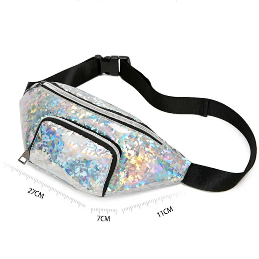 Крутая Женская поясная сумка голографическая Лазерная поясная сумка в стиле хип-хоп модная сумка из искусственной кожи для путешествий