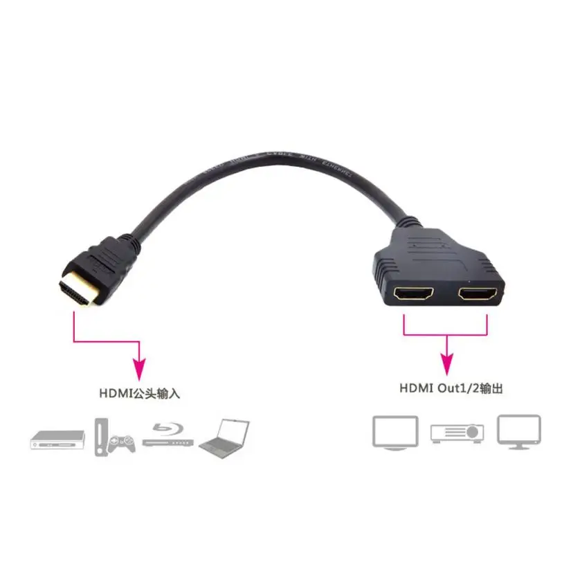 HIPERDEAL HDMI отклонения в размерах на 1-2 Разделение двойной адаптер преобразователь сигнала кабель-переходник для видео ТВ HD ТВ Прямая 1J23