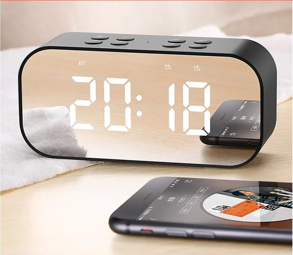 

BT501 Bluetooth 5.0 Portable Wireless Bluetooth Speaker Subwoofer Music Sound Box LED Time Snooze Alarm Clock for Laptop Phone
