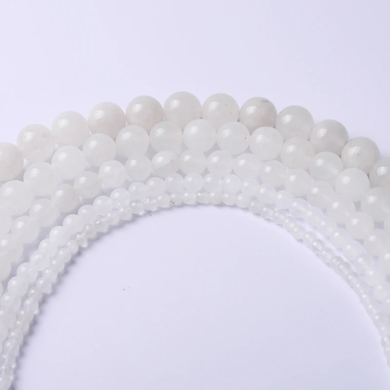 

4,6,8,10,12 AAA wholesale round white natural Bead chalcedony loose stone beads For Bracelet DIY Jewelry Making