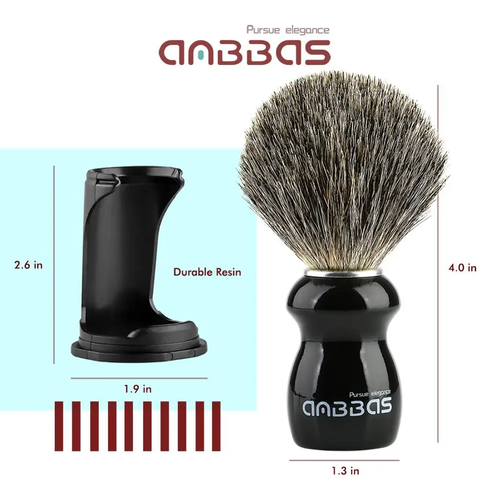 Набор щеток для бритья, Anbbas настоящий Барсучий волос для бритья волос кисточка с деревянной ручкой подставка из смолы 2в1 традиционный Набор для бритья для мужчин
