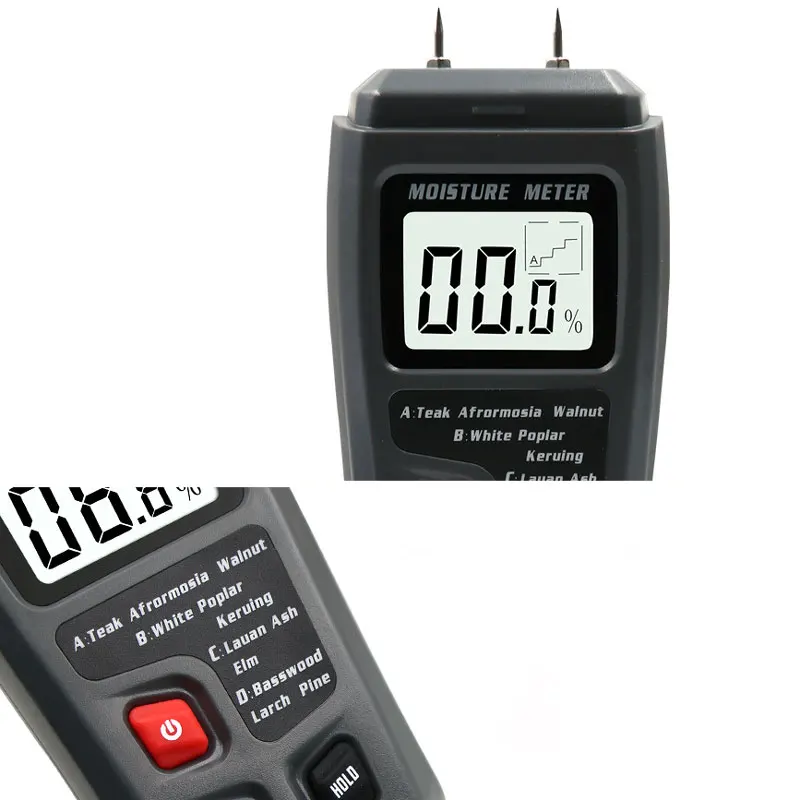 0-99.9% Two Pins Digital Wood Moisture Meter Wood Humidity Tester Hygrometer Timber Damp Detector Large LCD Display