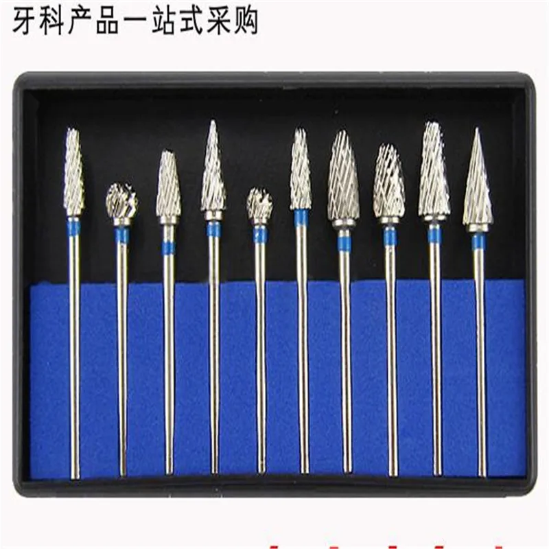 

A0080 20Pcs/ 2 BoxDental Burs Drills Nitrate Tungsten Steel Material 2.35mm & Dental Lab Titanium Nitrate Carbide Burs