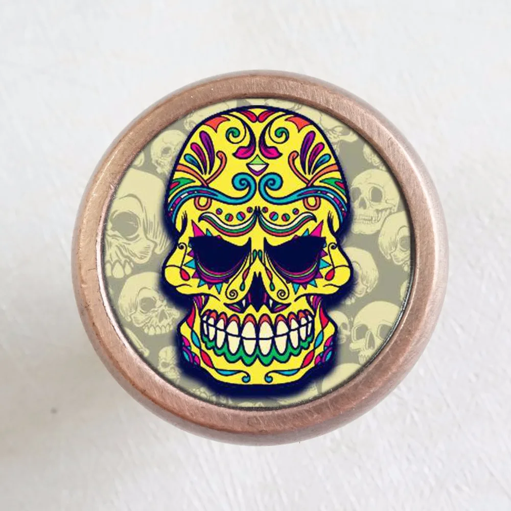 Skull Head Dresser Drawer Knobs Vintage Style DIY Knobs Copper Sliver