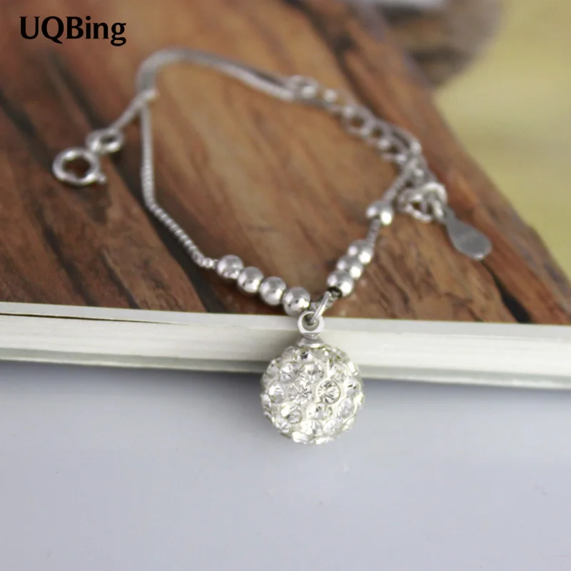 

2016 New Fashion 925 Sterling Silver Bracelet For Women Chain Charms Crystal Ball Bracelets Pulsera Drop Shipping