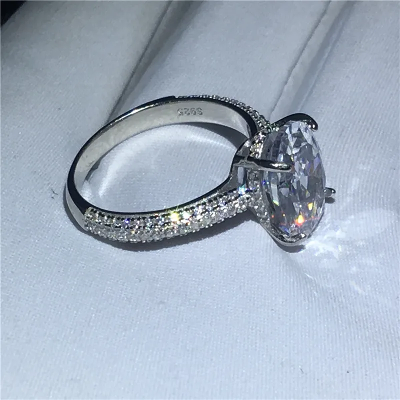 Deluxe обещание кольцо Soild 925 пробы серебро овальной огранки 4ct AAAAA Сона Cz обручение обручальное для wo для мужчин ювелирные изделия