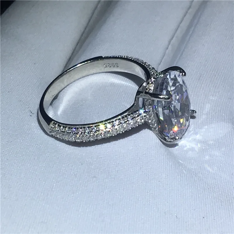 Роскошное обручальное кольцо 100% Soild Серебристый Овальный вырез 4ct AAAAA Сона Cz для