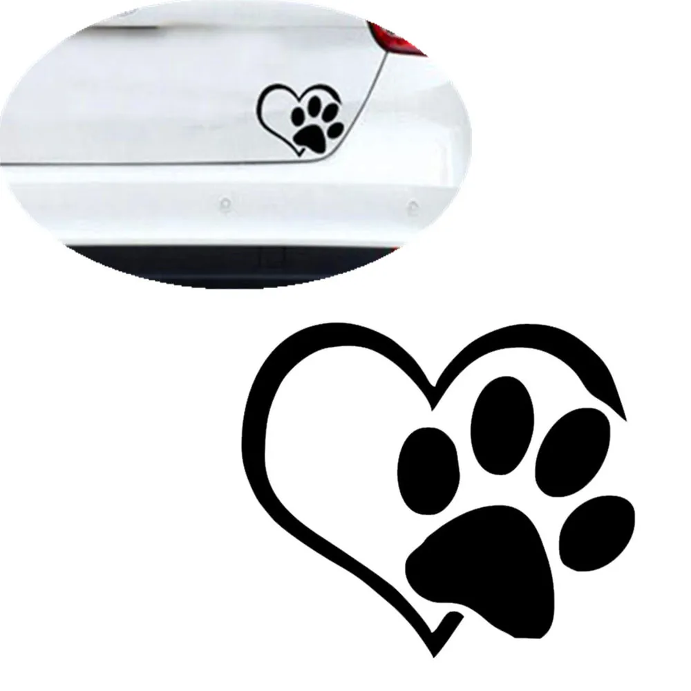 

Living room wall stickers Pet Paw Print With Heart Dog Cat Vinyl Decal Window Bumper Polyvinyl chloride Sticker wallpaper 2019