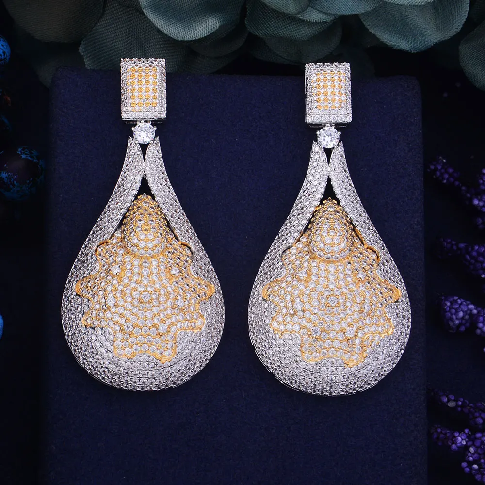 

GODKI 65mm Luxury Trendy Water Drop Cubic Zirconia Naija Wedding Party Earring Fashion Jewelry for Women