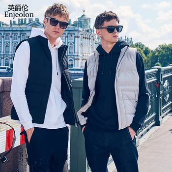 

Enjeolon Brand winter Cotton Padded Vest coat Men thick vest Parka coat male Quilted winter vest Coat 3XL MF0714