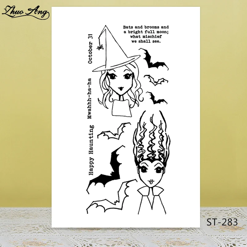

ZhuoAng Cute witch Clear Stamps/Card Making Holiday decorations For scrapbooking Transparent stamps 11*16cm