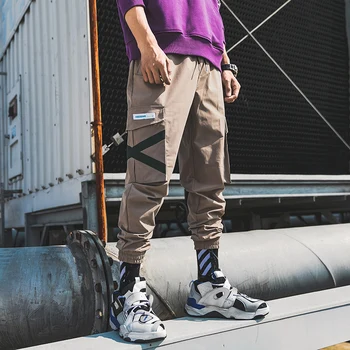 

Cross Joggers Pants Men 2018 Mens Hip Hop Cargo Pants Male Pockets Track Pants 3XL Overalls Clothing