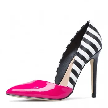 

Sexy Spring Shallow Mouth Stripes Woman Pumps Pointed Toe Thin High Heels Ladies Shoes Summer Wedding Dating Dress Shoes Women