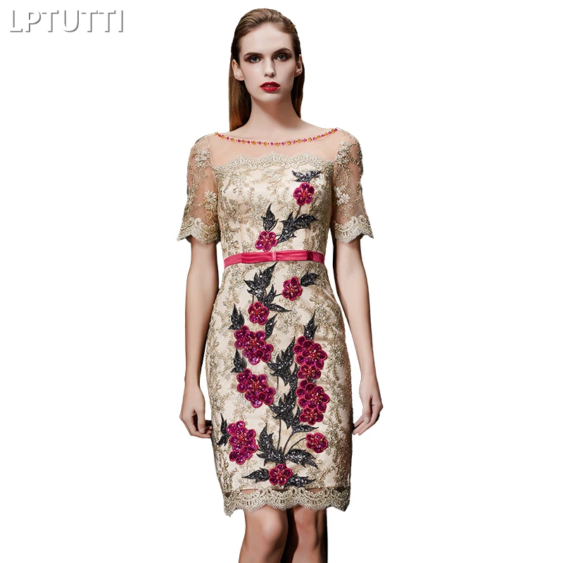 

LPTUTTI Crystal Embroidery New Sexy Woman Social Festive Elegant Formal Prom Party Gowns Fancy Short Luxury Cocktail Dresses