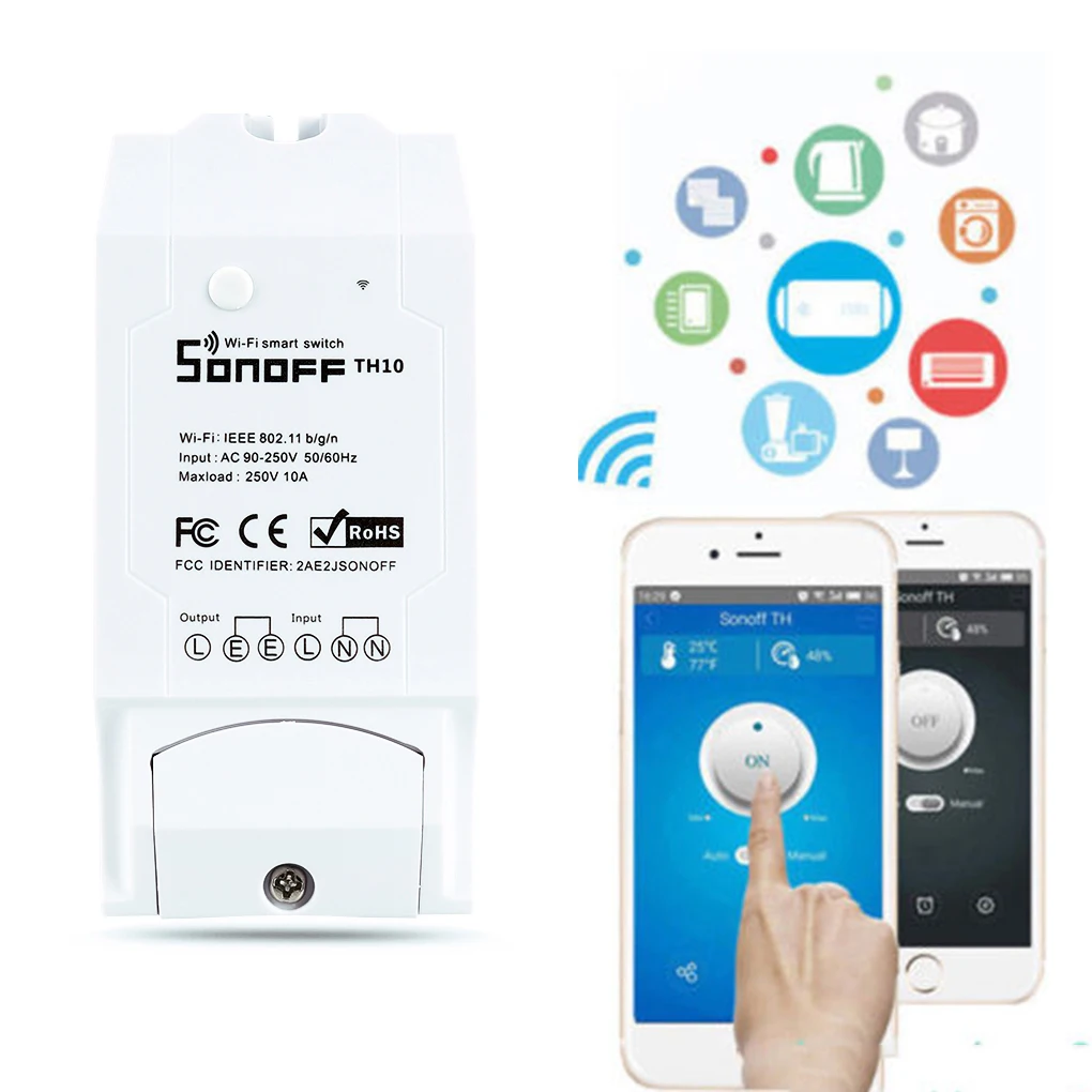 Sonoff TH10/TH16 умный переключатель Wi-Fi контроллер с температурным датчиком и водонепроницаемым контролем влажности домашняя Автоматизация