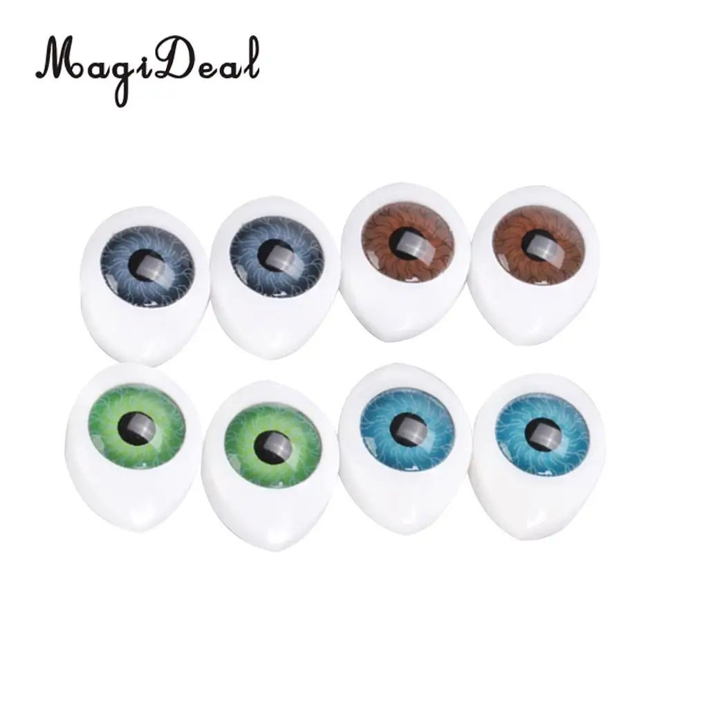 4 Color 8Pcs Oval Hollow Back Plastic Eyes for Plush Animal Doll Mask DIY Craft Accessory Children Toys 8mm