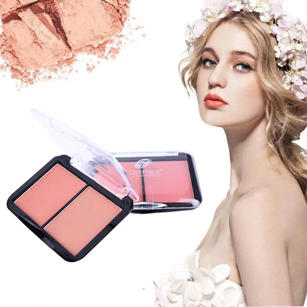 Best Price of  Double-Color Matte Blush Pressed Powder Palette Waterproof Brighten Skin Color Blusher Makeup