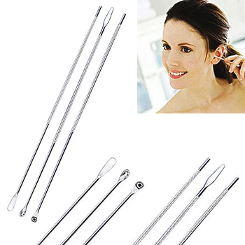 

SALES 3Pcs/set Stainless Steel Ear Pick Curette Wax Earpick Removal Remover Ear Scoop Spoon Cleaner Tools