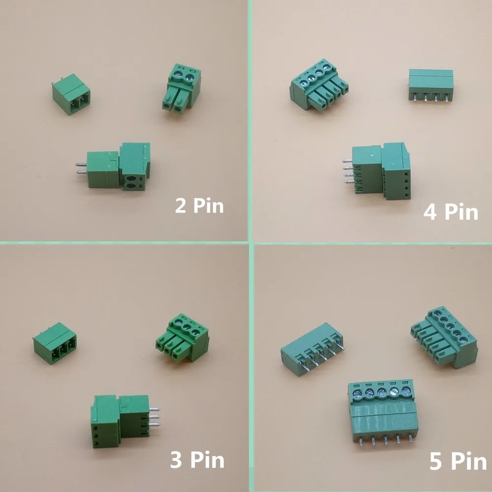 

10 Set 3.81 2pin-8pin Curved needle Terminal plug type 300V 8A 3.81mm pitch connector pcb screw terminal block