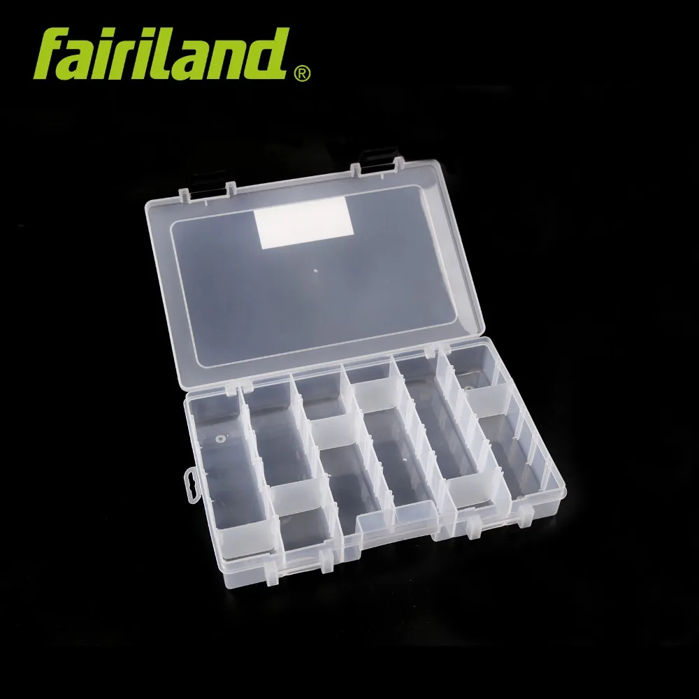 

Fairiland large size lure boxes 21 adjustable partitions transparent bait box 27*18*4.5cm with 15 dividers flexible bait box