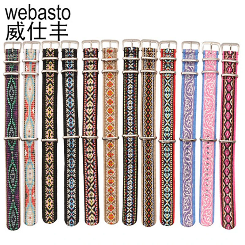 

Webasto Watch Band For Daniel Wellington Embroidery Nylon Straps Width 18 20mm Silver Buckle Watch Strap Watchbands For DW