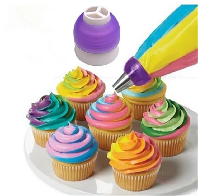 

Three-colour Nozzles Converter Dessert Decorators Cake Decorating Icing Piping Cream Syringe Tips Muffin Pastry DIY Baking Tools