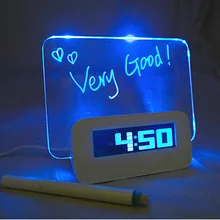 Креативная мода, часы с доской для сообщений, светодиодный, электронные часы с большим экраном, романтический люминесцентный будильник