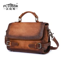 Кожаная женская сумка, новинка, коровья кожа, Ретро стиль, повседневная сумка через плечо, ручная работа, кожаный ремень, украшение, женская сумка