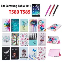 Модный чехол с рисунком для samsung Galaxy Tab A, A6, 10,1,, T580, T585, T580N, чехол, подставка для планшета, кожаный чехол+ стилус+ пленка