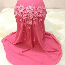 H1159 красивый мягкий мусульманский хиджаб с кружевом на спине, мусульманский шарф, быстрая