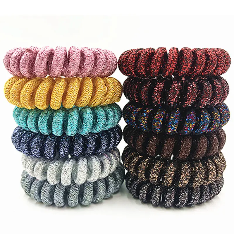 عالية الجودة بريق معدني سلك الهاتف مرونة رباط شعر ماتي ذيل حصان حامل سوار المرأة Scrunchies متنوعة الألوان عالية الجودة بريق معدني سلك الهاتف مرونة رباط شعر ماتي ذيل حصان حامل سوار المرأة Scrunchies متنوعة الألوان