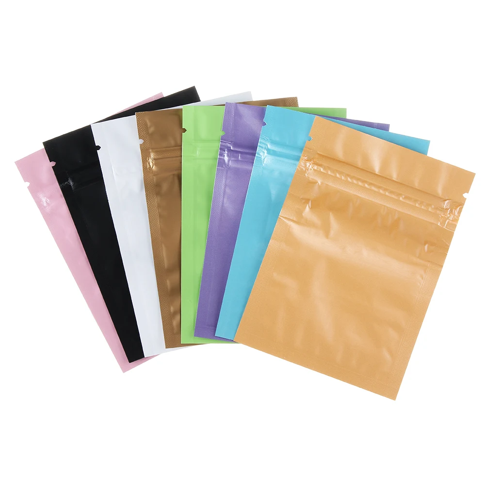 

10PCS/pack 7.5x10cm New Multicolor Glossy Heat Seal Aluminum Foil Bags Flat Zip Lock Retail Bag Plastic Zip Bags