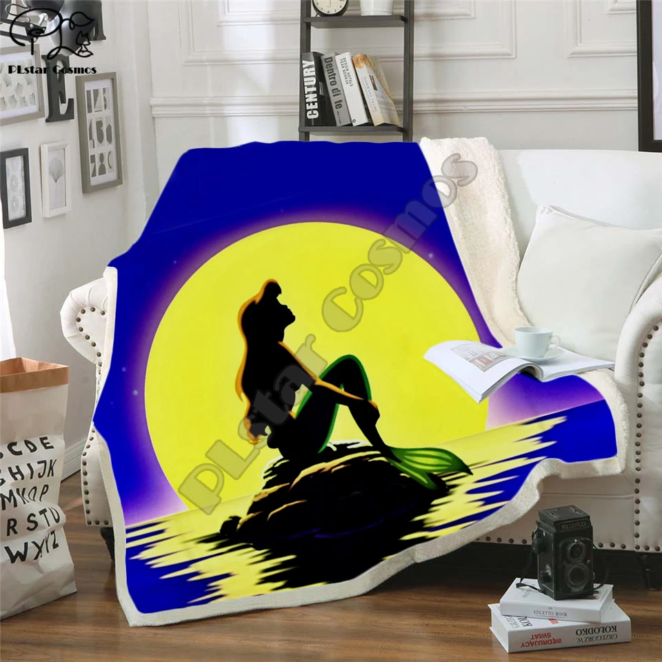 Одеяло Plstar Cosmos с изображением Русалочки, забавное одеяло с 3D-принтом, одеяло на искусственном меху на кровати, домашний текстиль, сказочный стиль-2