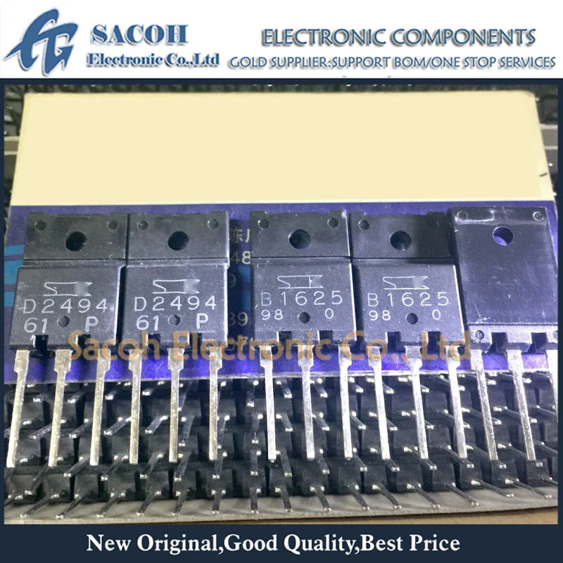 

Refurbished Original 5Pairs(10Pcs)/Lot 2SB1625 B1625 + 2SD2494 D2494 TO-3PF Silicon PNP + NPN Epitaxial Planar Transistor