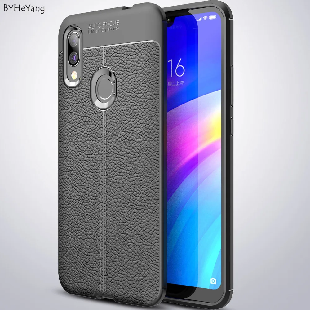 Для Xiaomi Redmi 7 кожаный чехол с текстурой ТПУ Мягкий силиконовый для телефона на