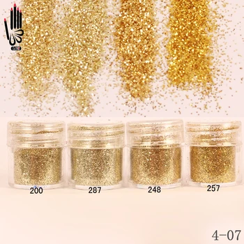 

1 Jar/Box 10ml Nail 4 Champaign Gold Color Nail Glitter Fine Powder For Nail Art Decoration Optional 300 Colors Factory 4-07
