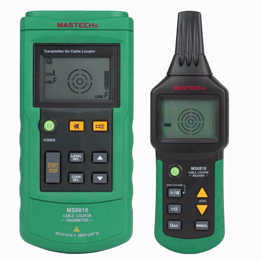 

Mastech MS6818 Portable Instruments Professional Cable Locator Wire Tracker Pipelines Detector Tester AC DC Voltage 12-400V