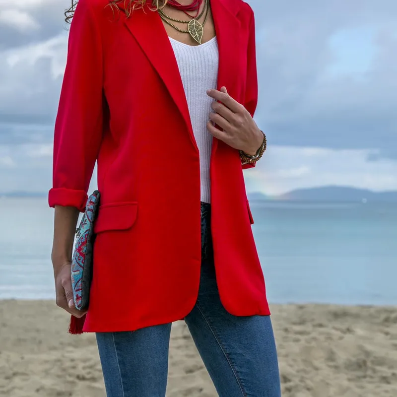 High quality blazer women's outerwear solid color long-sleeved fashion wild small suit
