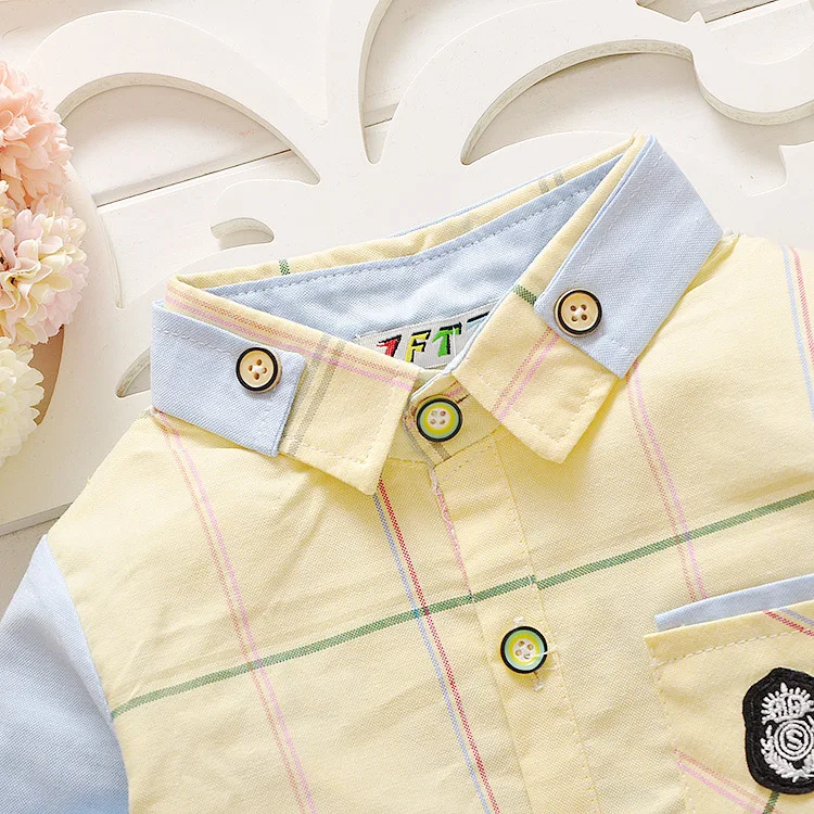 Новое поступление года, рубашки для маленьких мальчиков весенне-осенняя блузка с длинными рукавами клетчатая хлопковая детская одежда для школы от 2 до 6 лет